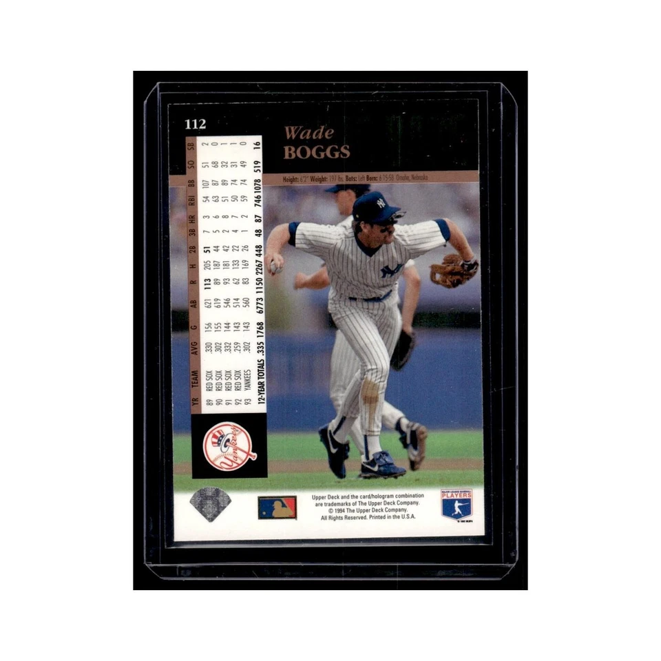 Wade Boggs 1994 Upper Deck #112 New York Yankees Baseball Card NM - Image 2 of 3