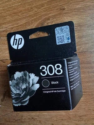 HP 308 Cartouche d'Encre Noire ORIGINALE 7FP21UE HP pour Envy Imprimante NEUF - Photo 1/4