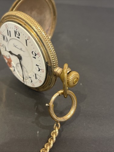 1898 Hamilton Pocket Watch Lancaster PA Victory Case W/Chain - Picture 3 of 11