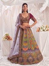 Slub Silk Lehenga Choli Dori Embroidery Wedding Designer Wear