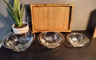 Set of 3 Hazel Atlas Glass Rim Edge Nesting Mixing Serving Bowls Depression EUC