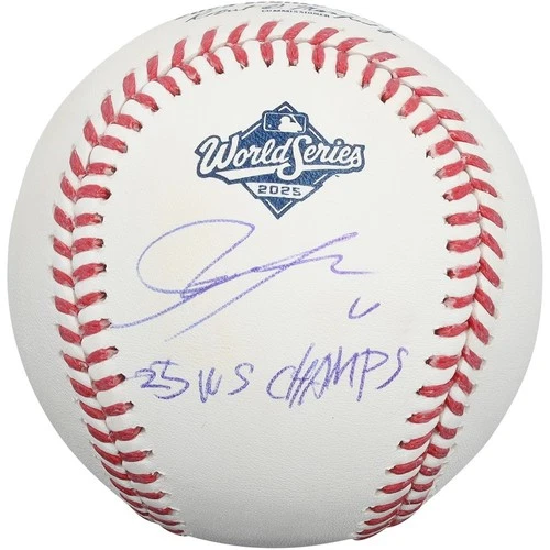 Roki Sasaki Signed Dodgers 2025 WS Logo Baseball ''25 WS Champs'' Fanatics COA