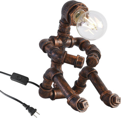 Steampunk Table Lamp Vintage Industrial Iron Robot Desk Lamp Creative Water Pipe