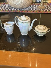 Czech Vintage Porcelain  Floral Lusterware 3 Piece  Tea Set