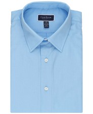 CLUB ROOM Placid Blue Dress Shirt Cotton Regular Fit Point Collar 15-15 1/2