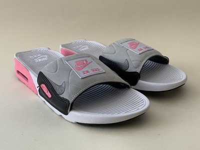 Nike Air Max 90 Sliders Fabric & PU In White Smoke Grey & Rose UK 5,5 EU 38,5