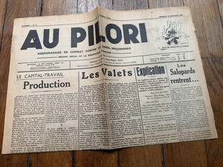 AU PILORI JOURNAL COLLABORATION ANTISÉMITISME 1940 HENRY ROBERT PETIT