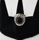 Vintage Onyx Sterling Silver Southwestern Mexico ATI Boho artisan thick band
