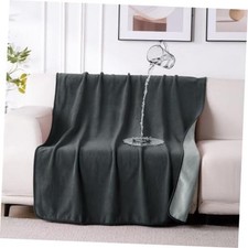 Reversible Waterproof Blanket for Bed Couch 40"x60" - Dark Grey/Silver Grey