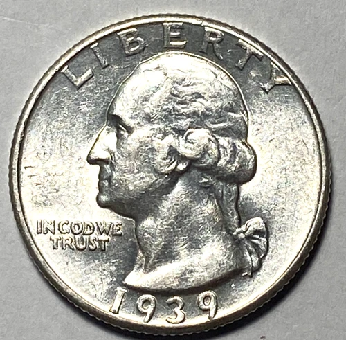 1939-P Washington Quarter 90% Silver  AU