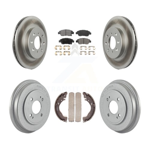 Front Rear Coated Disc Brake Rotors Ceramic Pads And Drum Kit For Honda Fit - Picture 10 of 12