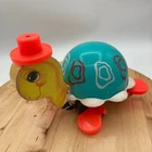 Fisher Price Tip Toe Turtle Pull Along Toy Tortoise Working Bell Vintage 1962