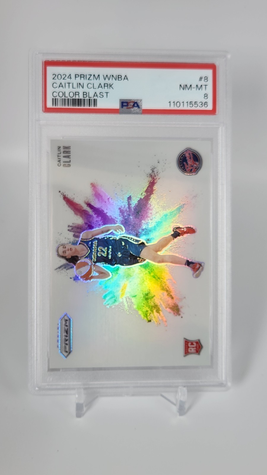 Caitlin Clark 2024 Panini Prizm WNBA Color Blast Rookie PSA 8 POP 5 FEVER