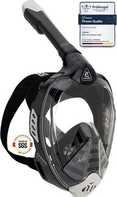 CRESSI Bali Vollgesichtsmaske - Unisex Integral Schnorchel S-M, Schwarz / Grau
