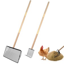 2 Pack Chicken Poop Scooper  Chicken Coop Rake, Large Metal Chicken Scoop 3 ...