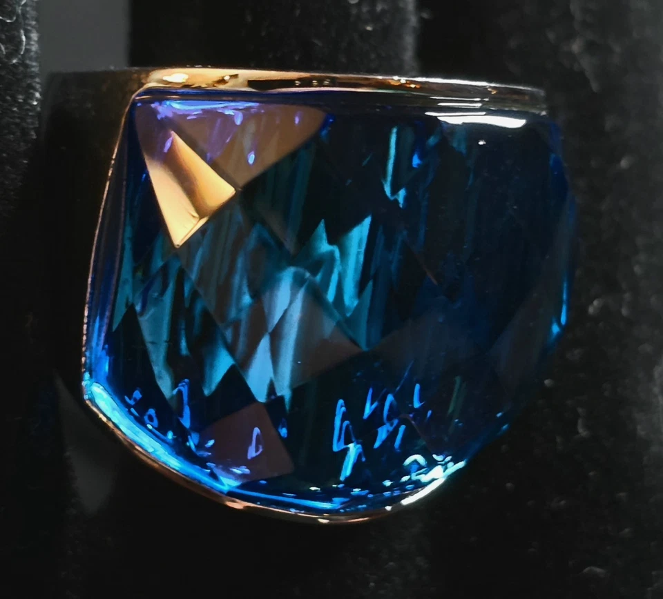 Винтажное кольцо Simona Collini Италия нержавеющая сталь смелый бирюзовый синий граненый размер 8 - Изображение 3 из 4