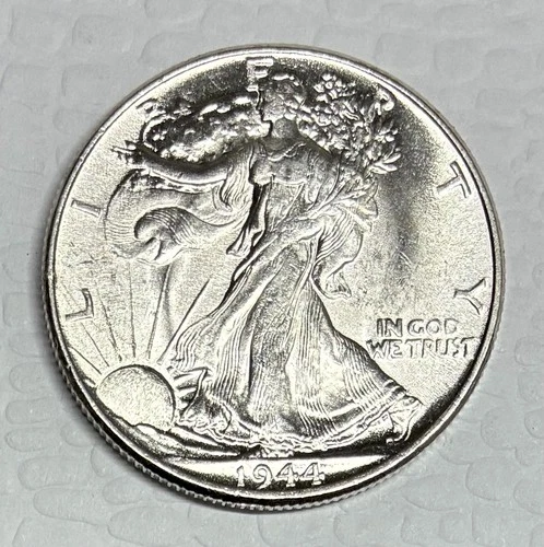 1944 Walking Liberty Half Dollar, Brilliant Uncirculated, Blast White!