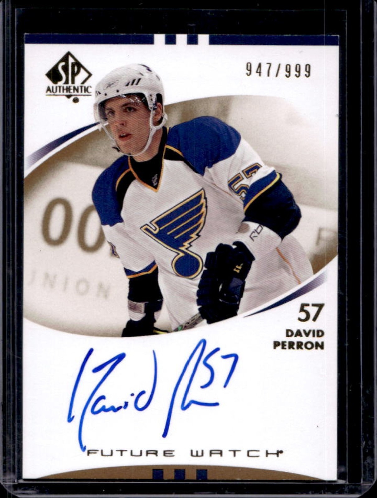 2007-08 SP Authentic David Perron RC Auto Future Watch #947/999 Blues