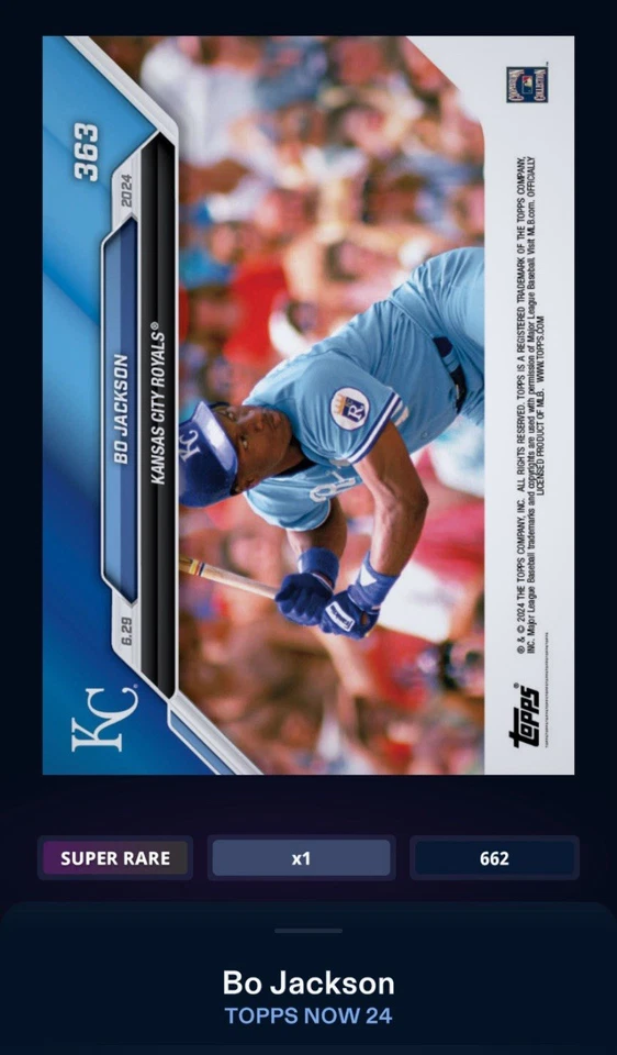 TARJETA DIGITAL TOPPS BUNT NOW 24 - Bo Jackson 662cc SUPER RARA firma azul Foto 2 de 3