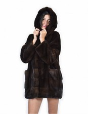 44 Horizontal Mink Fur Bottom & Sleeves & Full Leather Mo...