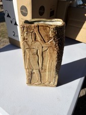 Egyptian Decorative Art Glazed Ceramic Vase Hand Painted Troika Inspired