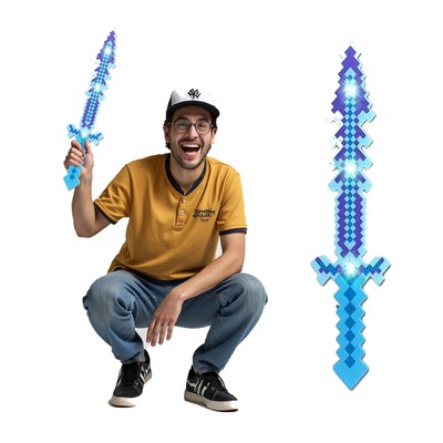 Motion Activated Diamond Pixel Sword Halloween Costume Prop & LED Toy 24 inch