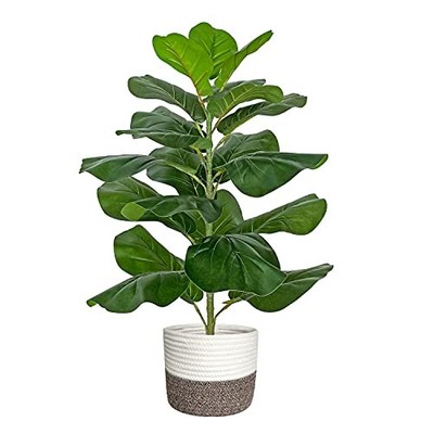  Artificial Fiddle Leaf Fig Tree/Faux Ficus Lyrata for Home Brown Planter