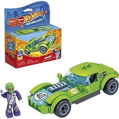 MEGA Hot Wheels Building Toy Kit HW40 Green Race Car with 1 Figure (91 Pieces)