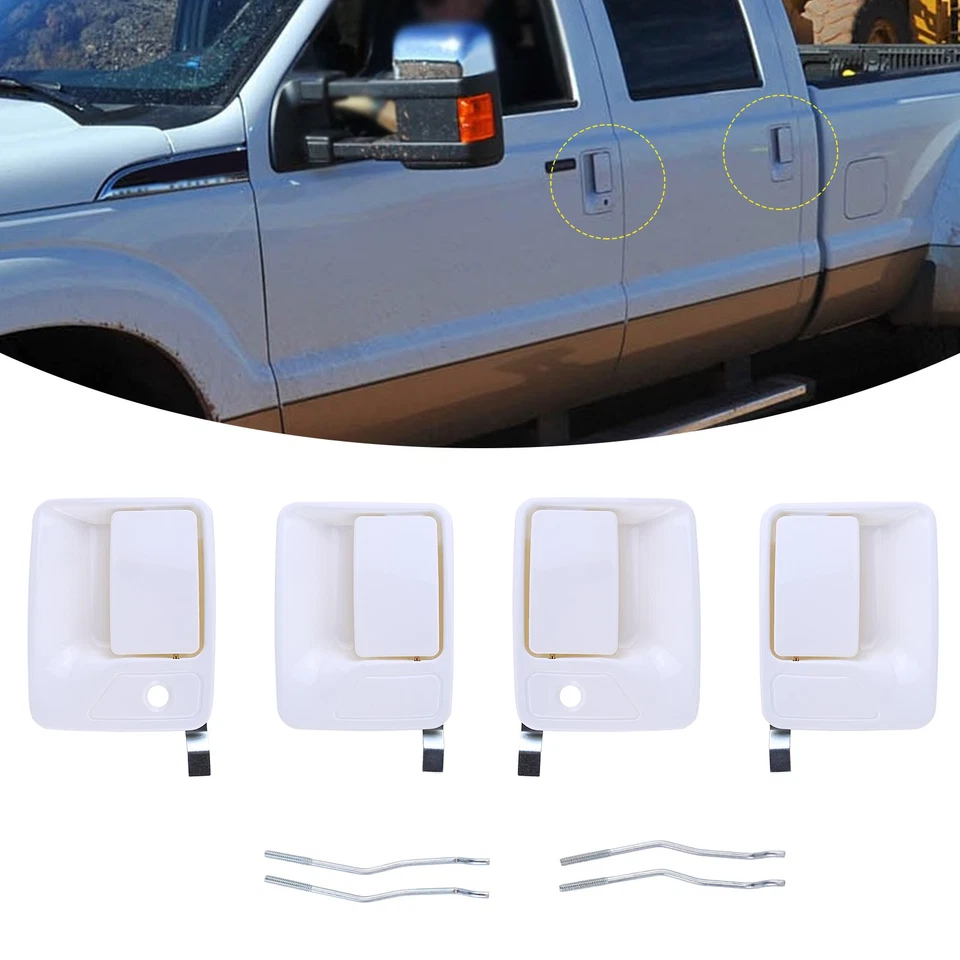 Juego de 4 manijas de puerta delanteras y traseras Oxford blancas para Ford Super Duty 99-16 doble cabina Foto 4 de 4