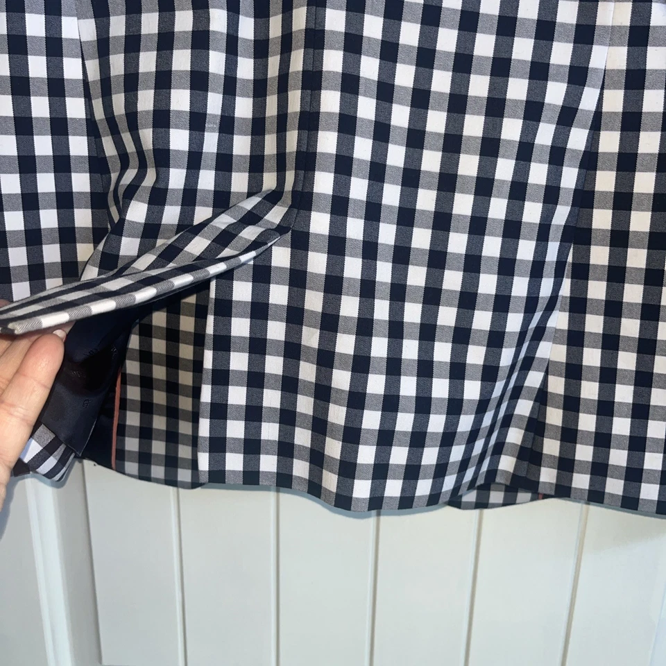 Chaqueta Blazer Banana Republic Gingham Cuadros Mujer Talla 10 Azul Blanco Oficina  Foto 3 de 4
