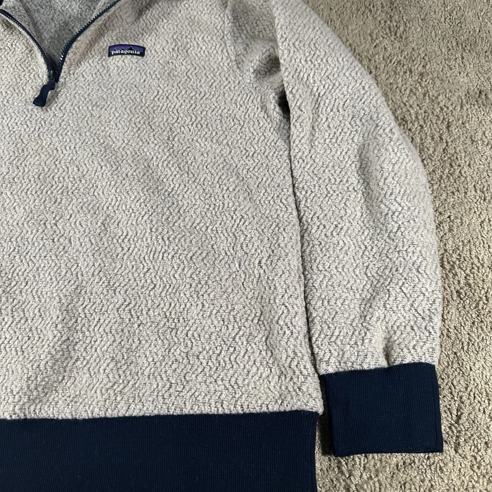 Patagonia Sweater Mens Large Gray Oatmeal Half Zip Pullover Wool Blend OAT FA18 - Image 4 of 4