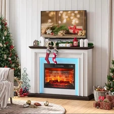 Electric Fireplace with Mantel LED Entertainment Center featuring 44 modes