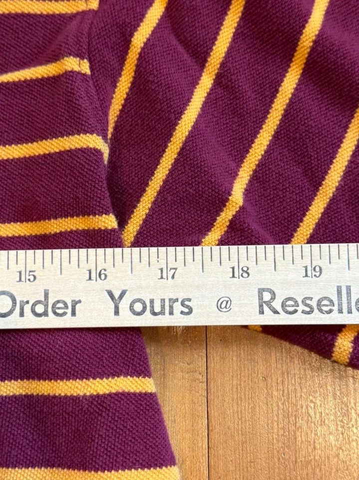 Поло Gap Kids для мальчиков бордовое/желтое в полоску с длинными рукавами размер XL 12 - Изображение 3 из 4