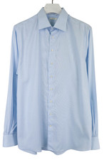 SUITSUPPLY Traveller Slim Fit Formal Shirt Men's 43L/17L Blue Spread Button Up