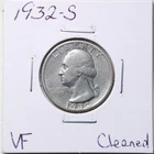 1932-S 25C Washington Silver Quarter Dollar with VF Detail Cleaned #6718