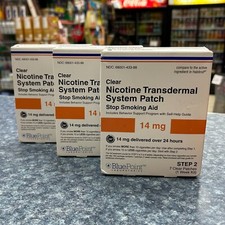 NICOTINE Transdermal Patches - 3 BOXES of 7 CLEAR Patches 14mg STEP 2 : EXP 8/23