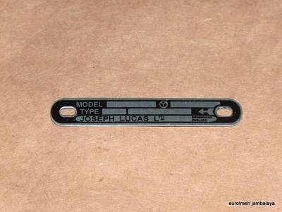Lucas Magneto Badge Plate NEW Triumph BSA Norton 250 350 500 650 LEFT