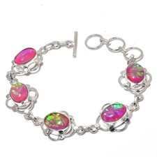 Triplet Opal Gemstone Handmade 925 Sterling Silver Jewelry Bracelet Size 7-8"