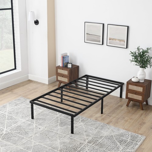 Twin 14" Heavy Duty Steel Slat Platform Bed Frame with Storage Space Under Frame