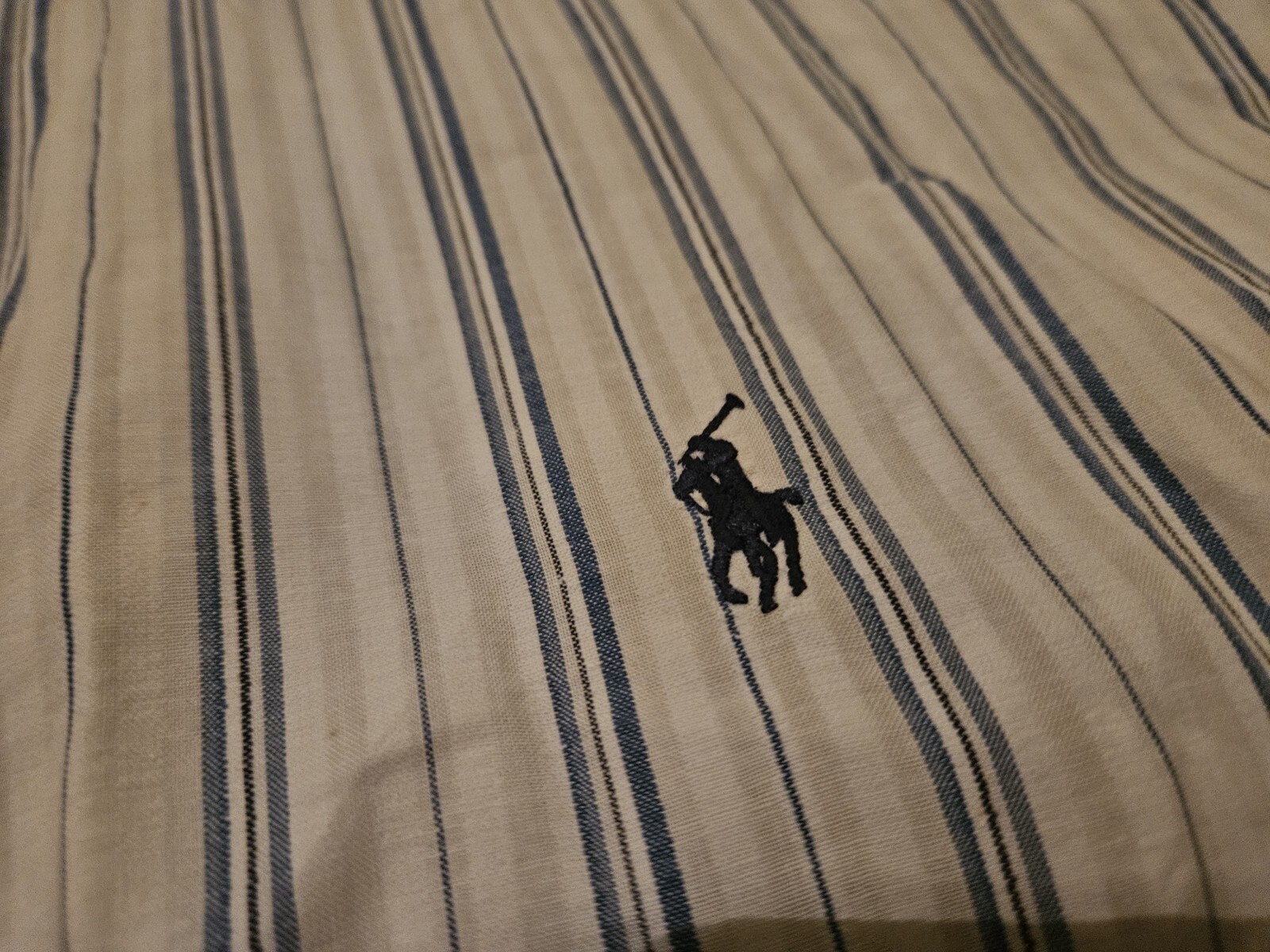 Camicia Ralph Lauren Blaire da uomo L bianco a righe blu pony manica corta usata