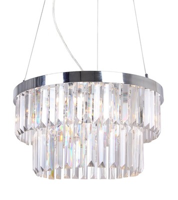 Modern Chrome Two Tier Crystal Chandelier Ceiling Lighting