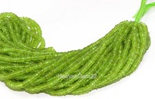 AAA Natural Green Peridot Smooth Rondelle Heishi 4/5mm Gemstone beads 16 Inch