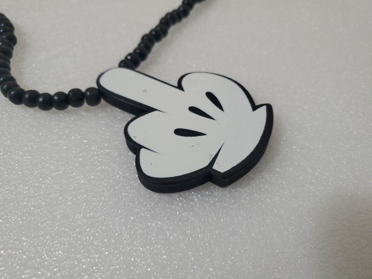 Good Wood NYC - Middle Finger Pendant Necklace RARE Black & White, Beads View 3