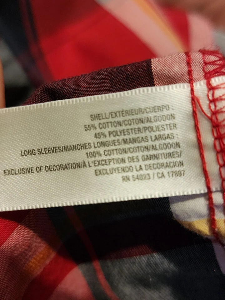 Old Navy Button Up Shirt Youth Large Red Plaid Western Long Sleeve B118 - Image 4 of 4