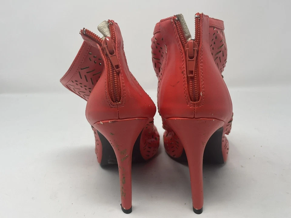 Zapatos de plataforma Qupid para mujer 7,5 rojo gladiador correas al tobillo punta abierta Foto 3 de 4