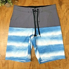 Hang Ten Board Shorts Mens Ocean Wave Striped Tie Waist Surf Swim Size 32
