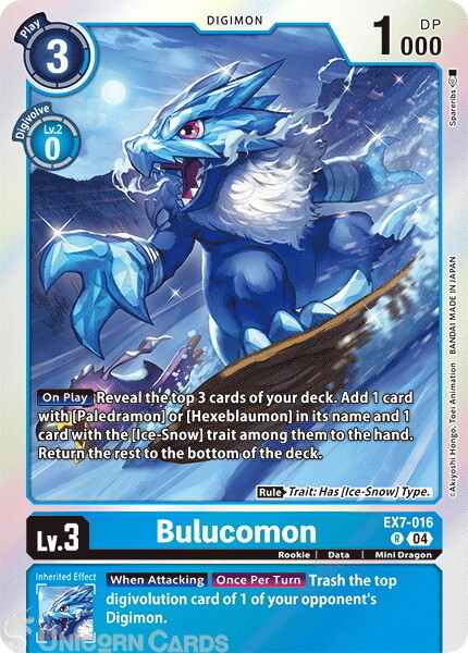 EX7-016 Bulucomon : Rare Digimon Card : EX07: Digimon Liberator