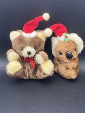 Vintage 1978 Russ Berrie Co Christmas Plush Bear and Koala 4"