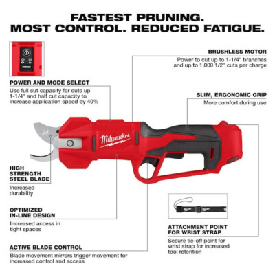 Milwaukee Tool 2534-20 M12 Brushless Pruning Shears (Tool Only) New US