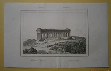 1835 print TEMPLE OF SEGESTA, NEAR CALATAFIMI, SICILY, ITALY, #3